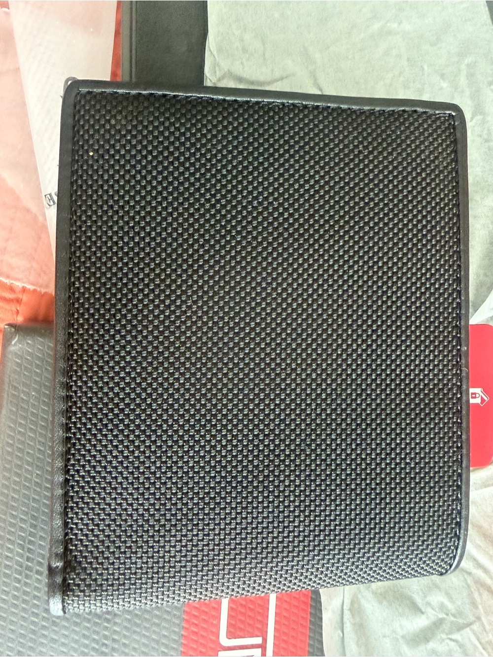 Tumi Black Leather Bifold Wallet with ID Window